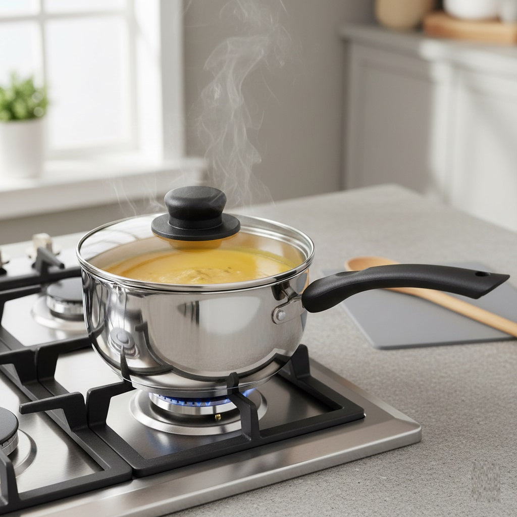 Cooksupreme Stainless Steel Sauce Pan Silver 20cm 197 | Hard Wearing Non-Stick Surface | Dishwasher Safe | Suitable for All Hobs Including Gas Hob-Induction Hob-Halogen Hob-Ceramic Hob and Solid Hot Plate