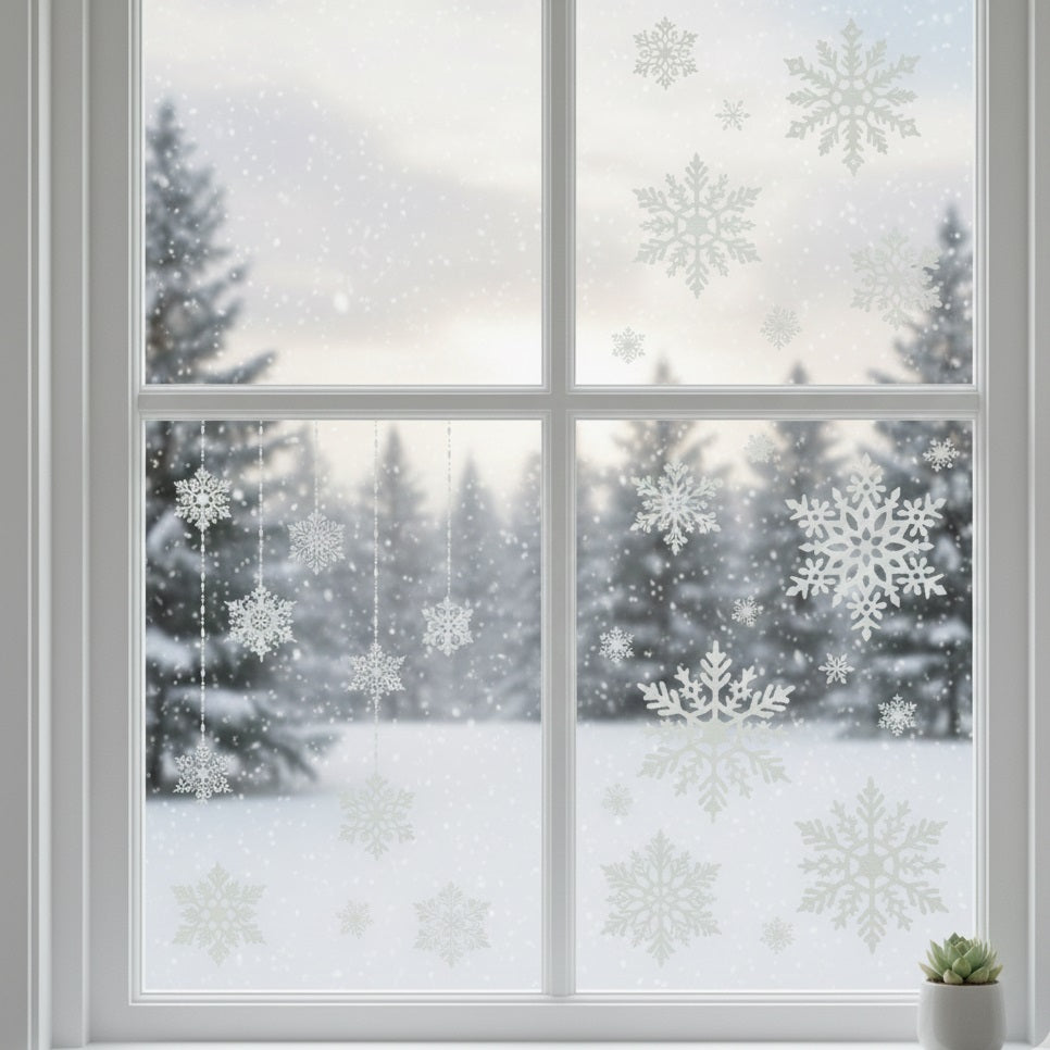 Davies Products White Snowflake Window Stickers Assorted Pack of 1 56226