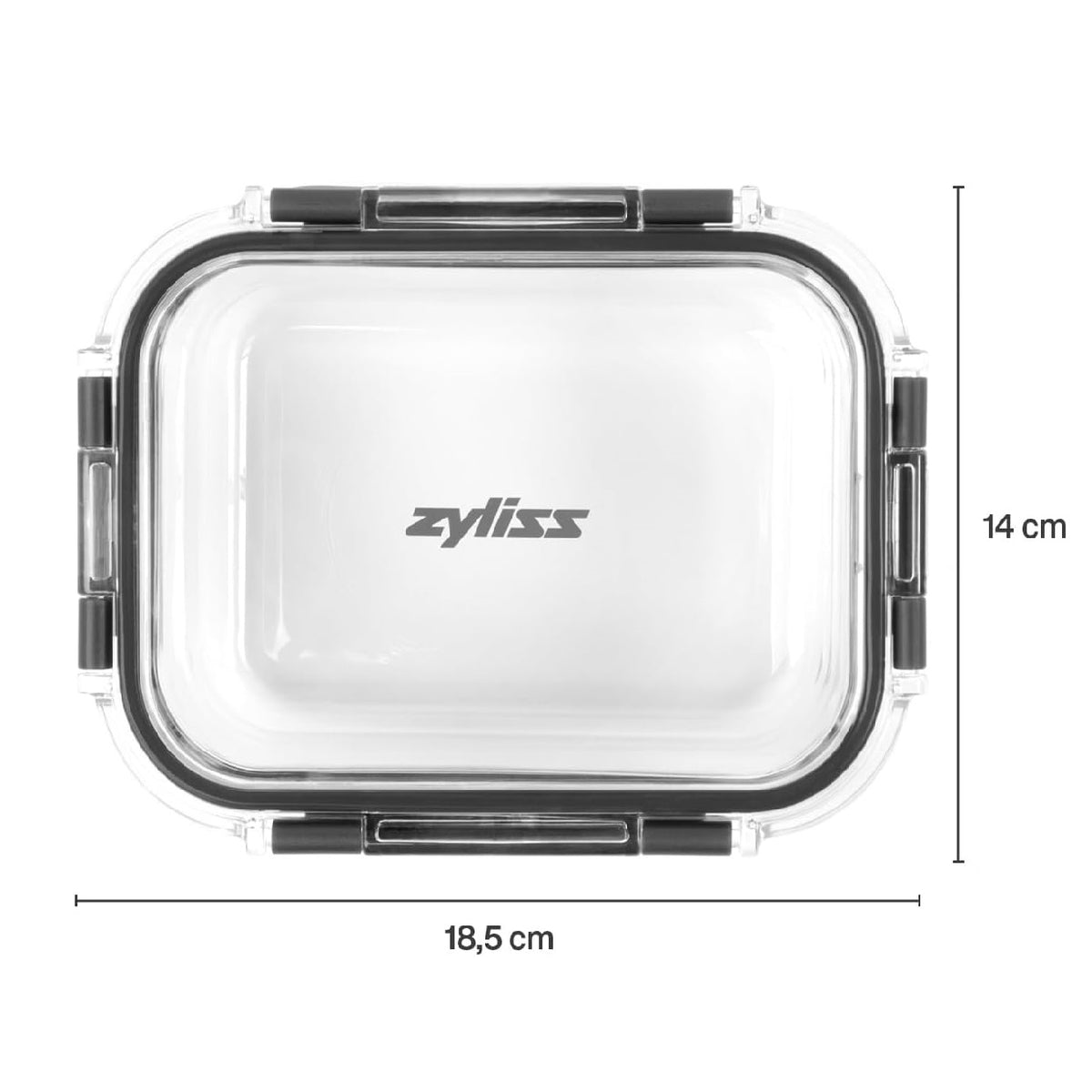 Zyliss Glass Container Clear and Black 0.64Ltr 18.5cmx 14cm x 6cm E981064