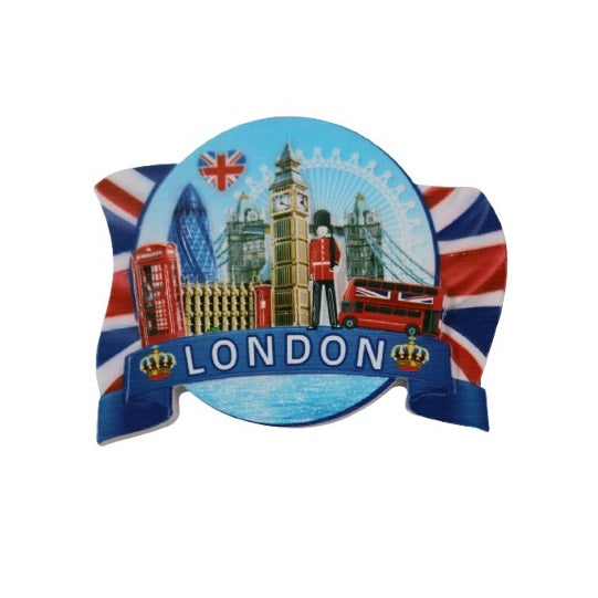 London Souvenir Fridge Magnet Multicoloured MFMP25 | Big Ben | Red Bus | Union Jack | UK Travel Gift Decor