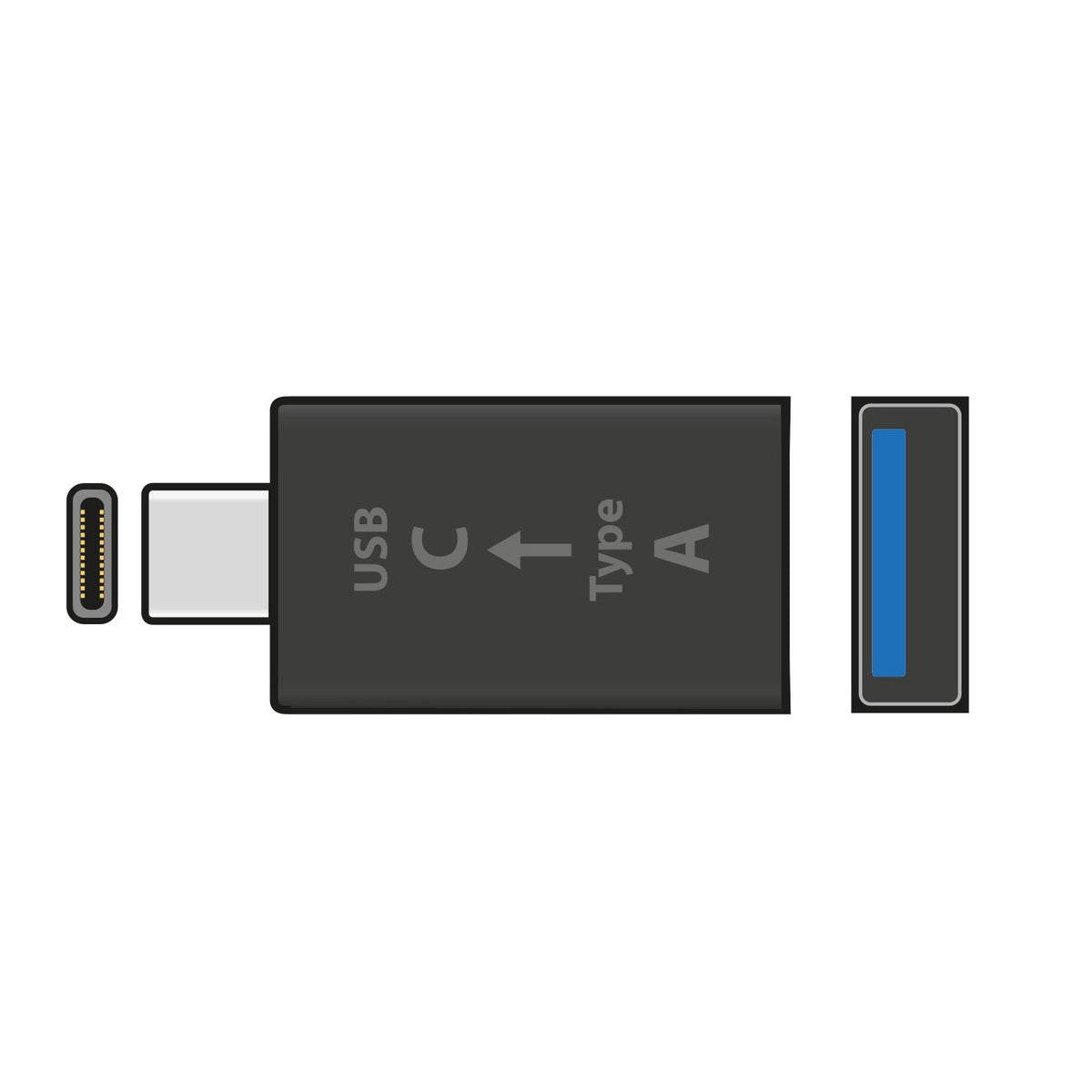 Avlink USB 3.0 Type-A Socket to USB-C Plug OTG Adapter Black 31mm x 15mm x 7mm 122.434UK | SuperSpeed Data Transfer | Compact USB Converter for Laptops-PCs and Devices