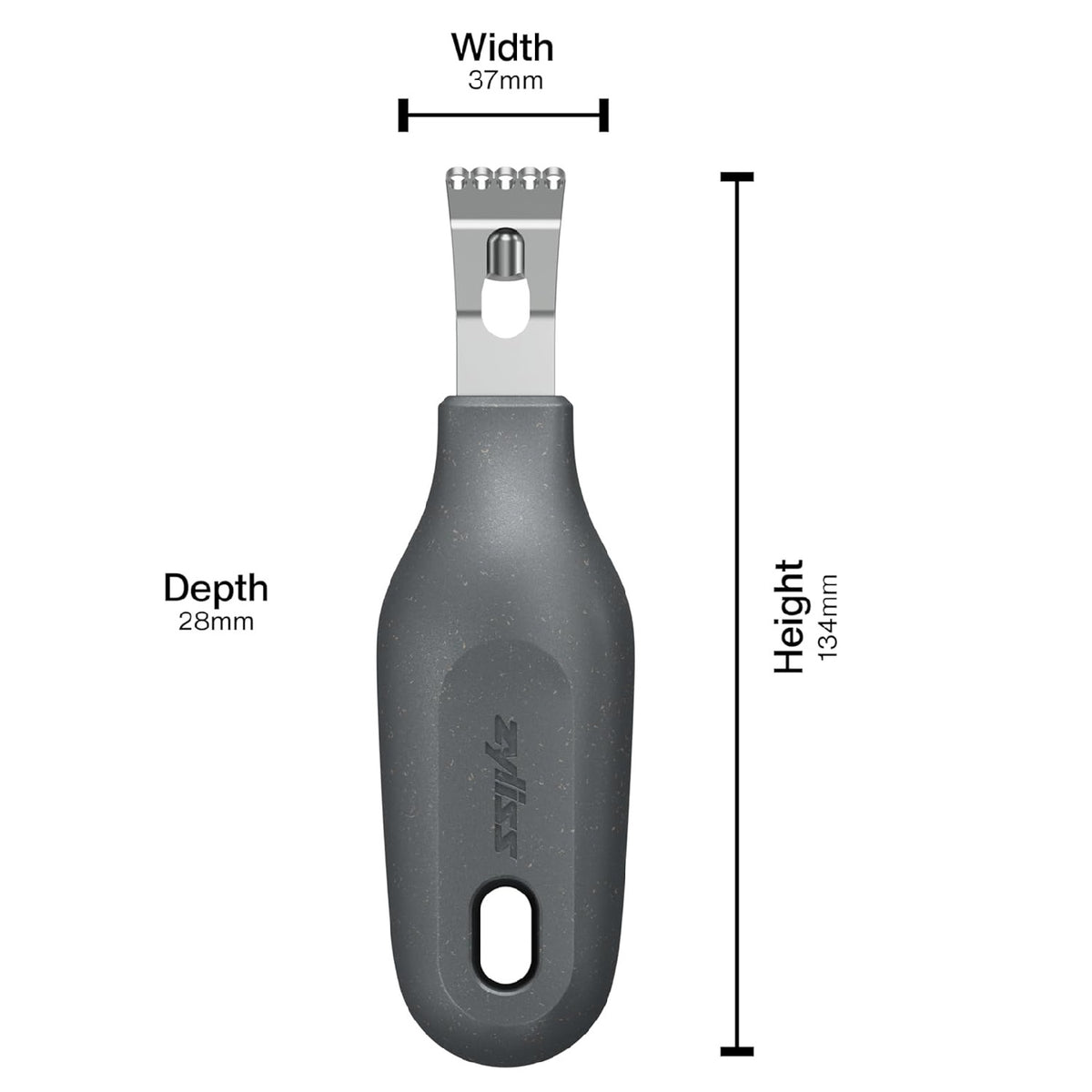 Zyliss 2 in 1 Zester Grey H134mm x W37mm x D28mm E980269 | Ideal for Creating Long-Thin Strips of Citrus Zest as Well as Thicker Garnish Strips | Eco Handle