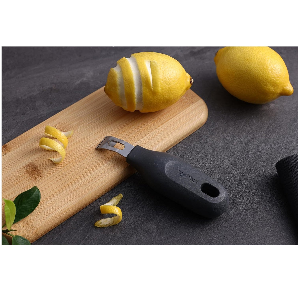 Zyliss 2 in 1 Zester Grey H134mm x W37mm x D28mm E980269 | Ideal for Creating Long-Thin Strips of Citrus Zest as Well as Thicker Garnish Strips | Eco Handle
