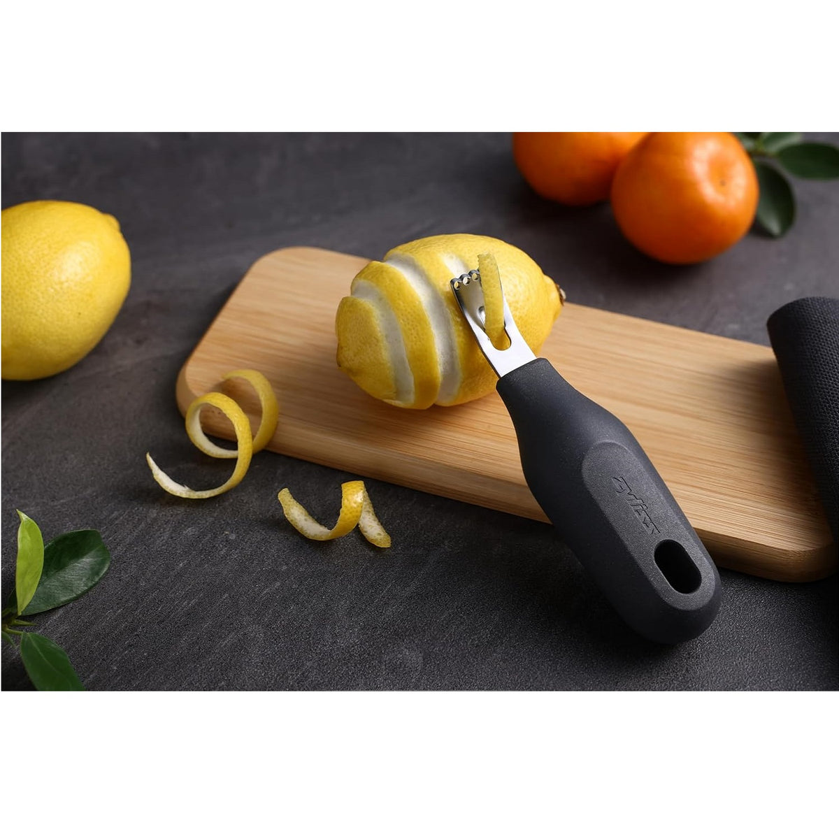 Zyliss 2 in 1 Zester Grey H134mm x W37mm x D28mm E980269 | Ideal for Creating Long-Thin Strips of Citrus Zest as Well as Thicker Garnish Strips | Eco Handle