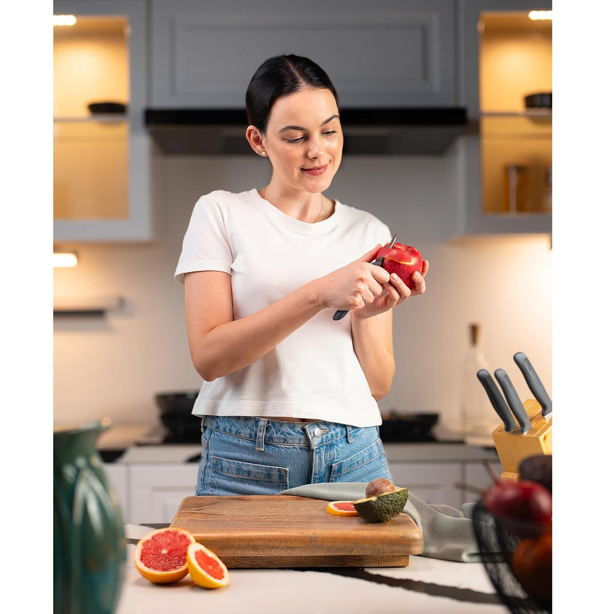 Zyliss Peeling Knife Grey 6cm H170mm x W20mm x D10mm E920284 | Blade Guard | German Stainless Steel | Eco Handle