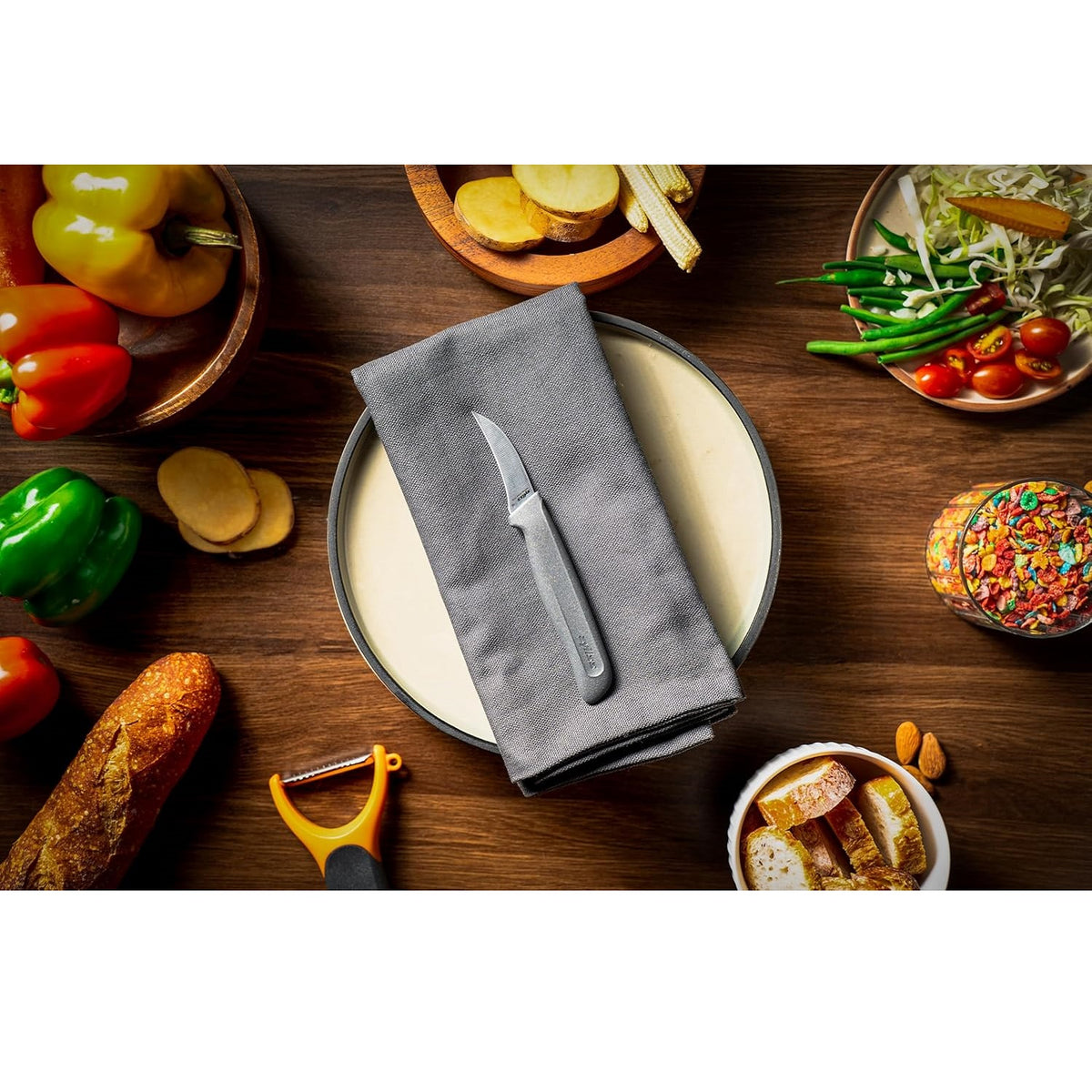 Zyliss Peeling Knife Grey 6cm H170mm x W20mm x D10mm E920284 | Blade Guard | German Stainless Steel | Eco Handle