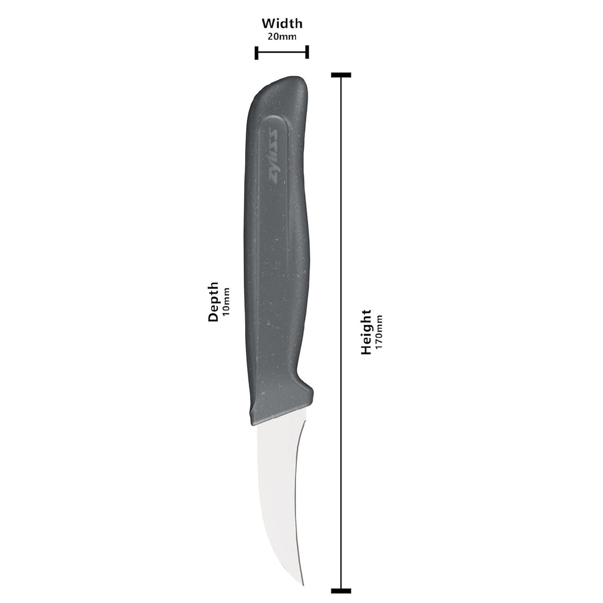 Zyliss Peeling Knife Grey 6cm H170mm x W20mm x D10mm E920284 | Blade Guard | German Stainless Steel | Eco Handle