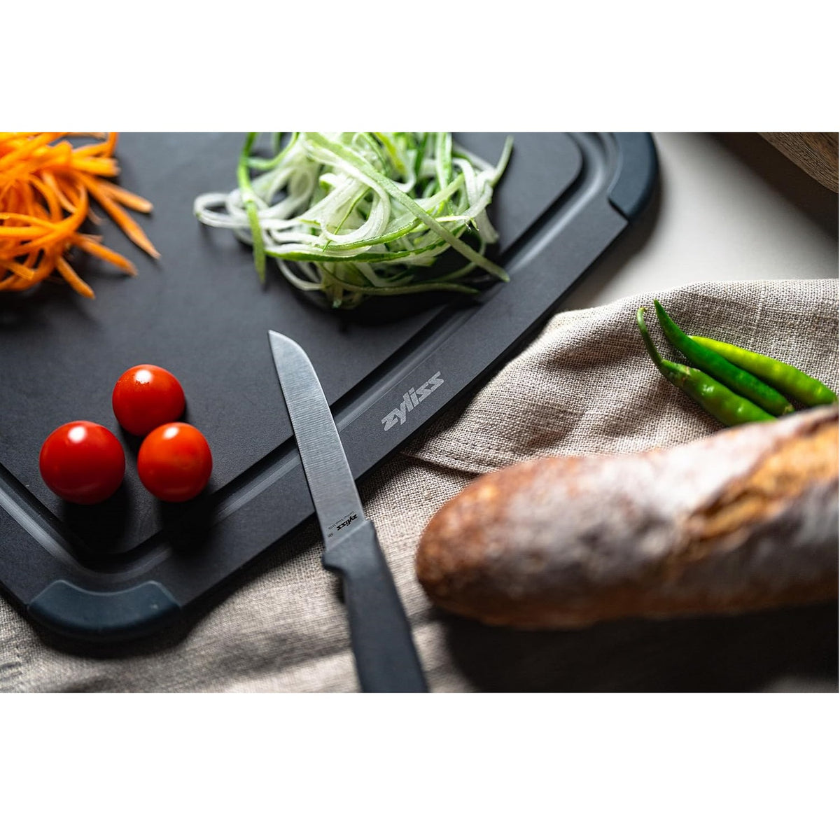 Zyliss Vegetable Knife Grey 90mm H202mm x W23mm x D11mm E920287 | Blade Guard Included | German Stainless Steel | Eco Handle