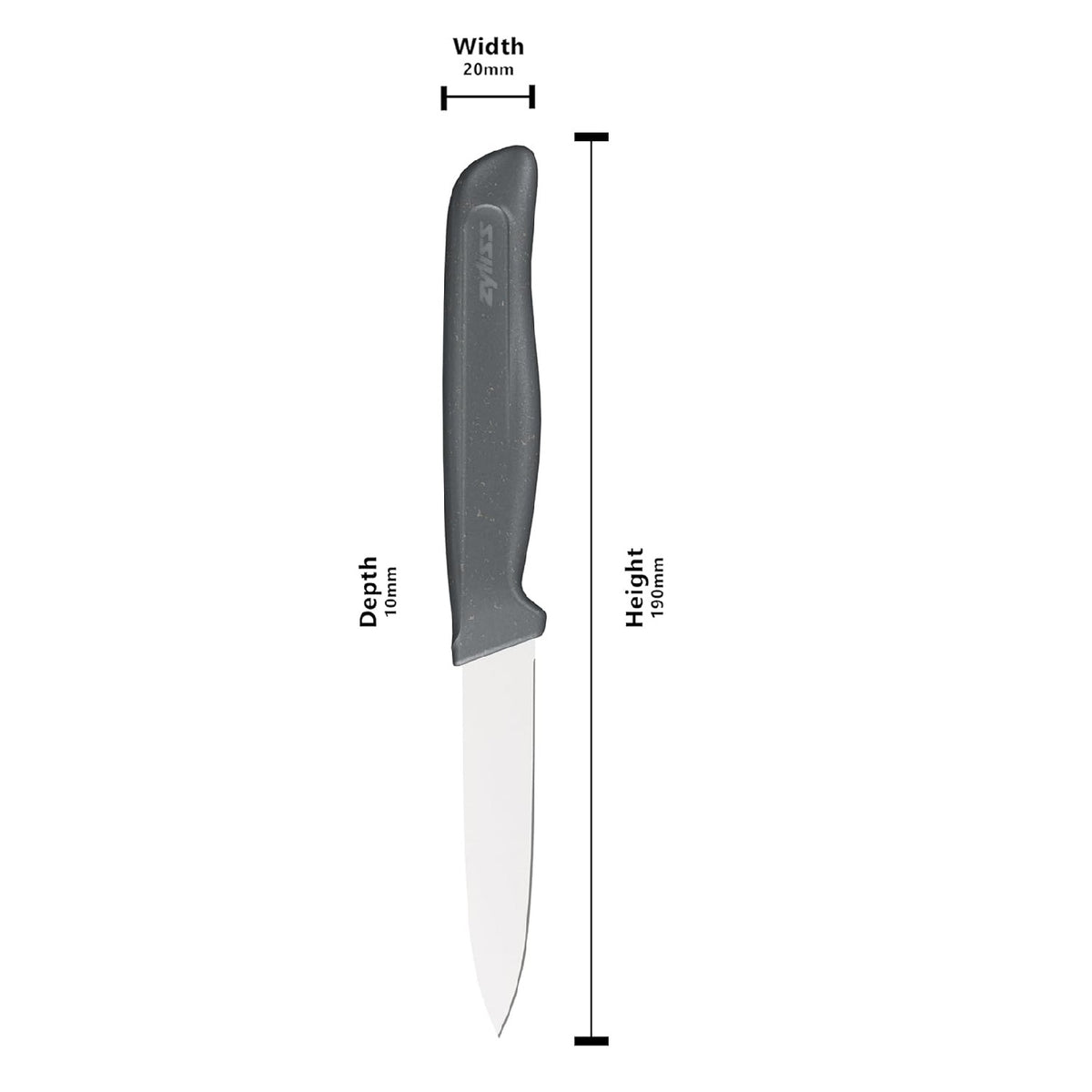 Zyliss Pairing Knife Grey 90mm H190mm x W20mm x D10mm E920286 | Blade Guard Included | German Stainless Steel | Eco Handle
