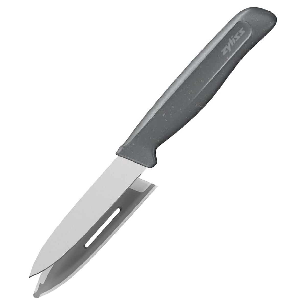 Zyliss Pairing Knife Grey 90mm H190mm x W20mm x D10mm E920286 | Blade Guard Included | German Stainless Steel | Eco Handle