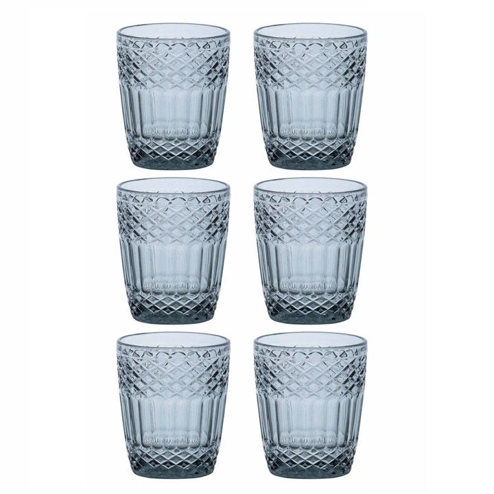 Vintage Style Crytsal Glass Tumbler Transparent 300ml Pack of 6 170490120 | Drinking Glass for Daily Household Use | Multipurpose Beverage Glass | Water and Juice Glass
