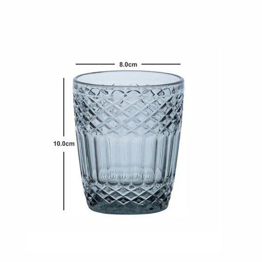Vintage Style Crytsal Glass Tumbler Transparent 300ml Pack of 6 170490120 | Drinking Glass for Daily Household Use | Multipurpose Beverage Glass | Water and Juice Glass
