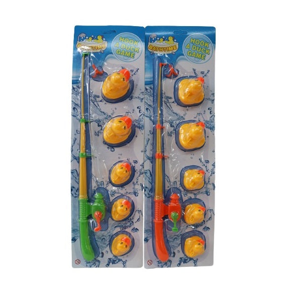 Kandytoys Bathtime Hook A Duck Game Assorted Colours Pack of 5 TY8234 | Fun Kids Bath Toy | Floating Ducks Fishing Game