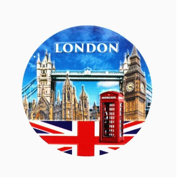 London Souvenir Round Fridge Magnet Multicoloured MFMP17 | Big Ben-Tower Bridge | Landmark Travel Keepsake