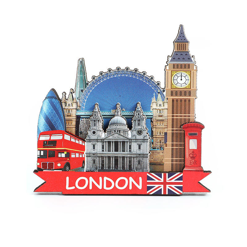 London Souvenir Resin Fridge Magnet Multicoloured MFMP10 | Union Jack-Big Ben and Red Double Decker Bus | UK Travel Keepsake