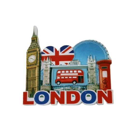 London Souvenir Resin Fridge Magnet Multicoloured MFMP15 | Big Ben Red Bus | Iconic British Landmarks | Classic UK Souvenir