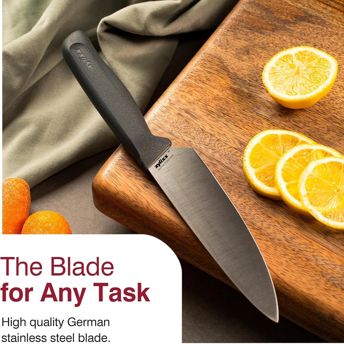 Zyliss Chef Knife Grey 150mm H295mm x W45mm x D20mm E920291 | Blade Guard | German Stainless Steel | Eco Handle