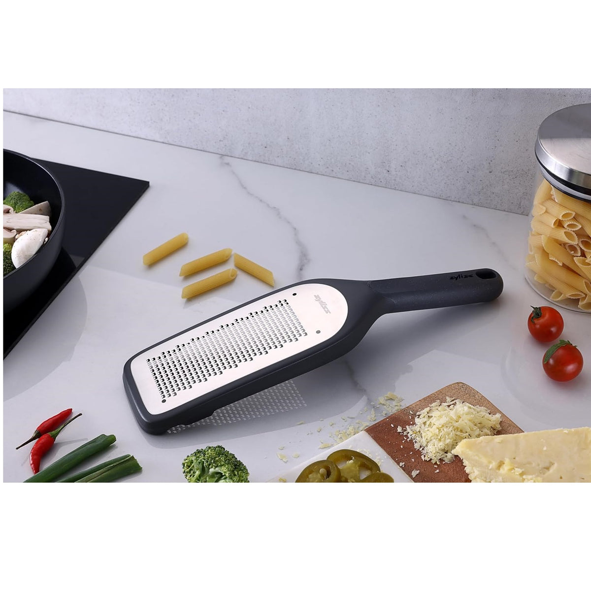 Zyliss Fine Grater Beluga Grey 280mm x 72mm x 24mm E900063 | Eco Handle