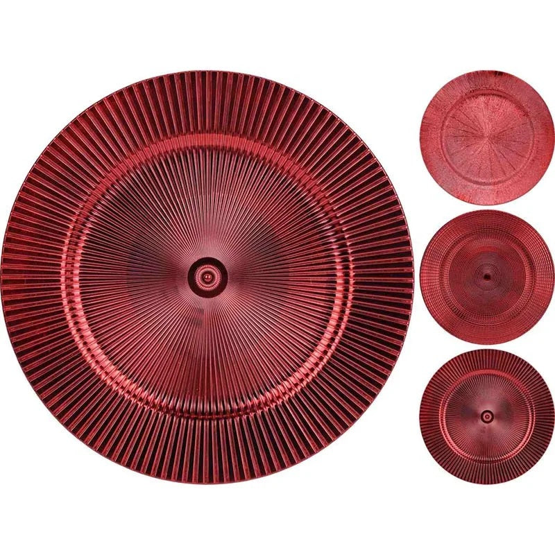 Decorative Plate Assorted Patterns Red 33cm Pack of 1 AKX100330