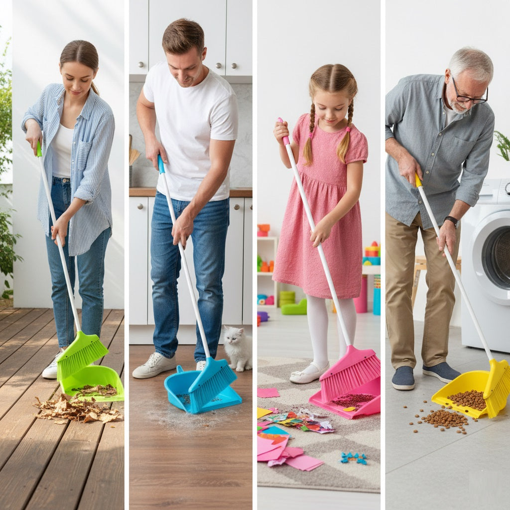 Bettina Upright Long Handle Dustpan and Brush Assorted Colours Pack of 1 B305