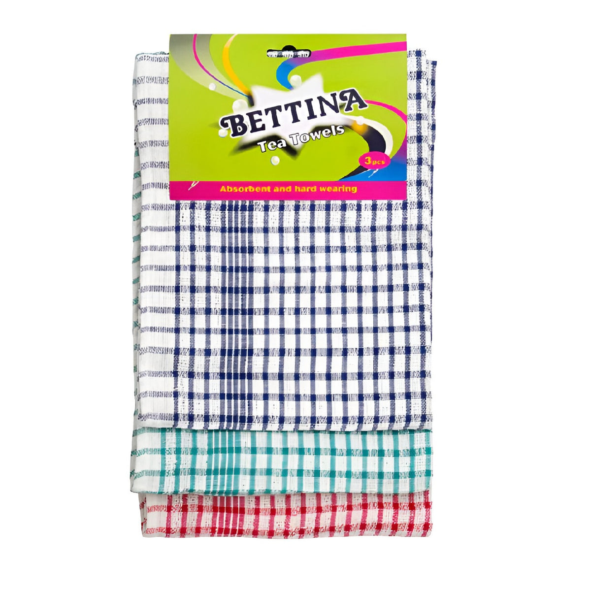 Bettina Tea Towels Assorted Pack of 3 B204 | Absorbent and Hard Wearing
