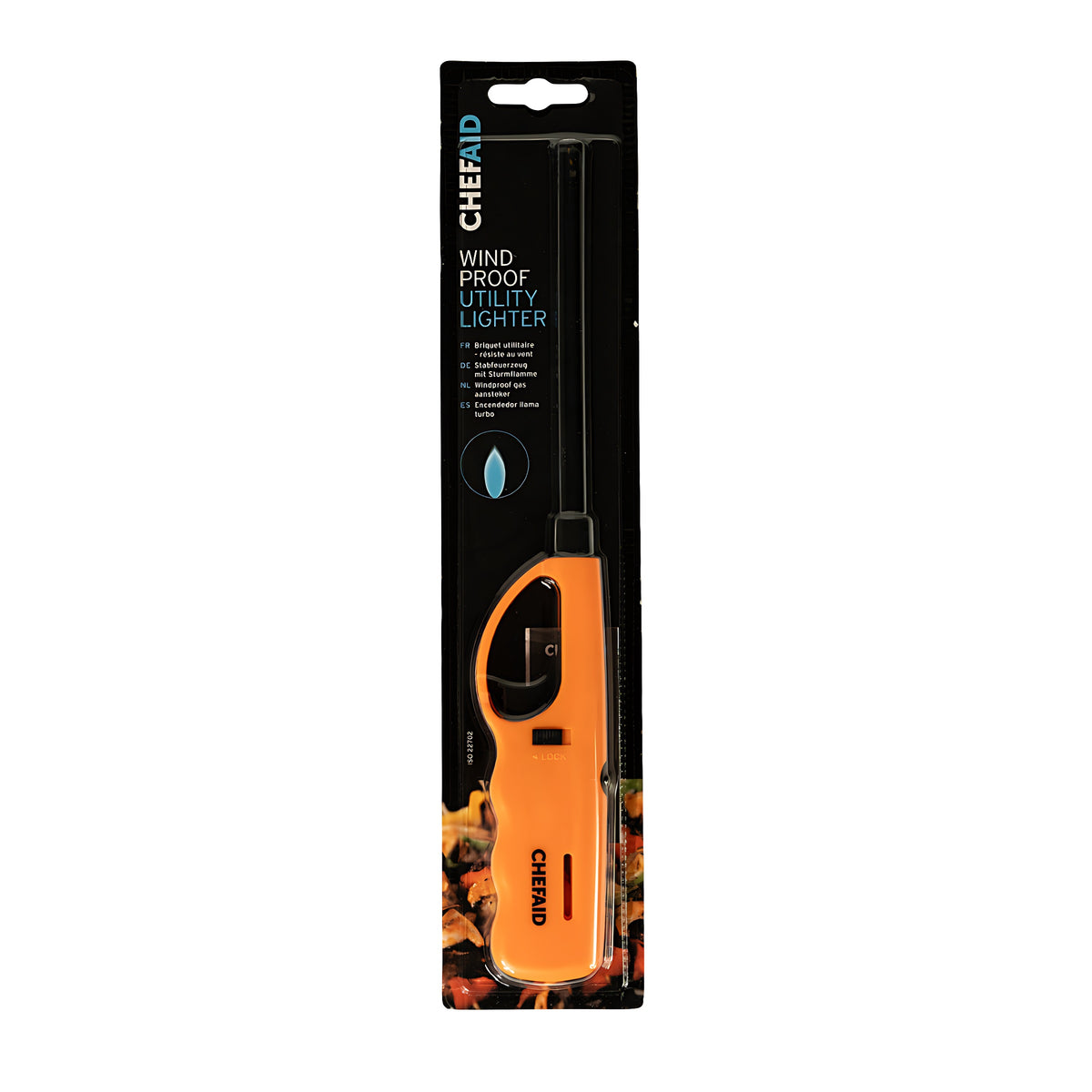 Chefaid Blue Flame Utility Lighter Orange And Black 146529 | Wind Proof