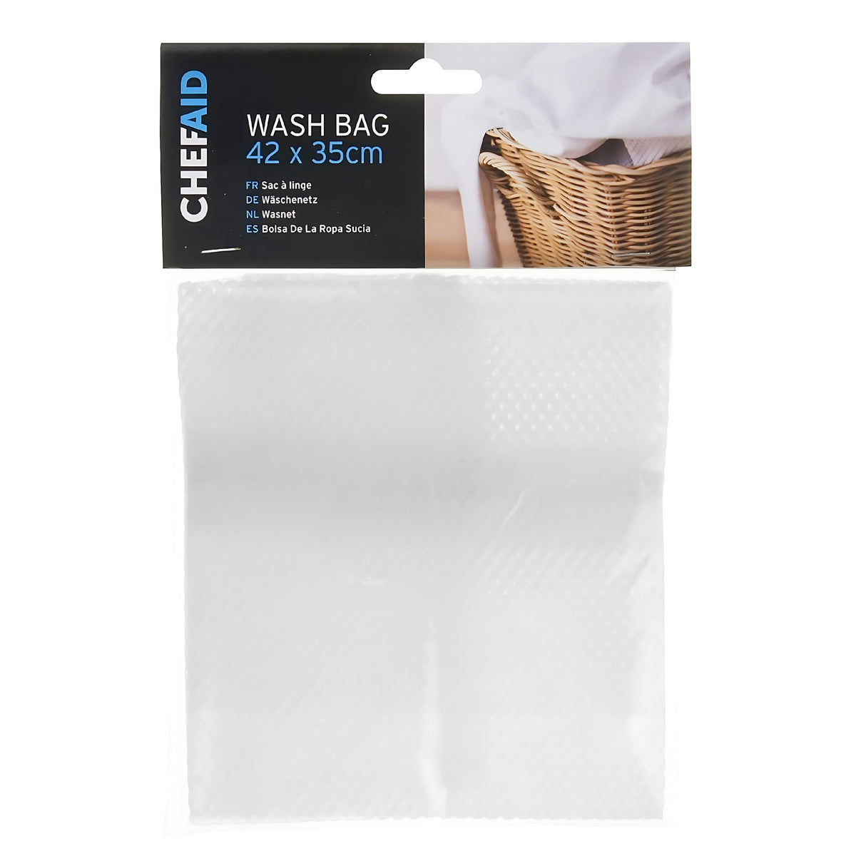 Chef Aid Laundry Wash Bag White Large 42cm x 35cm W6960 | Zipped Laundry Bag for Segregating Small or Delicate Clothing from Main Wash