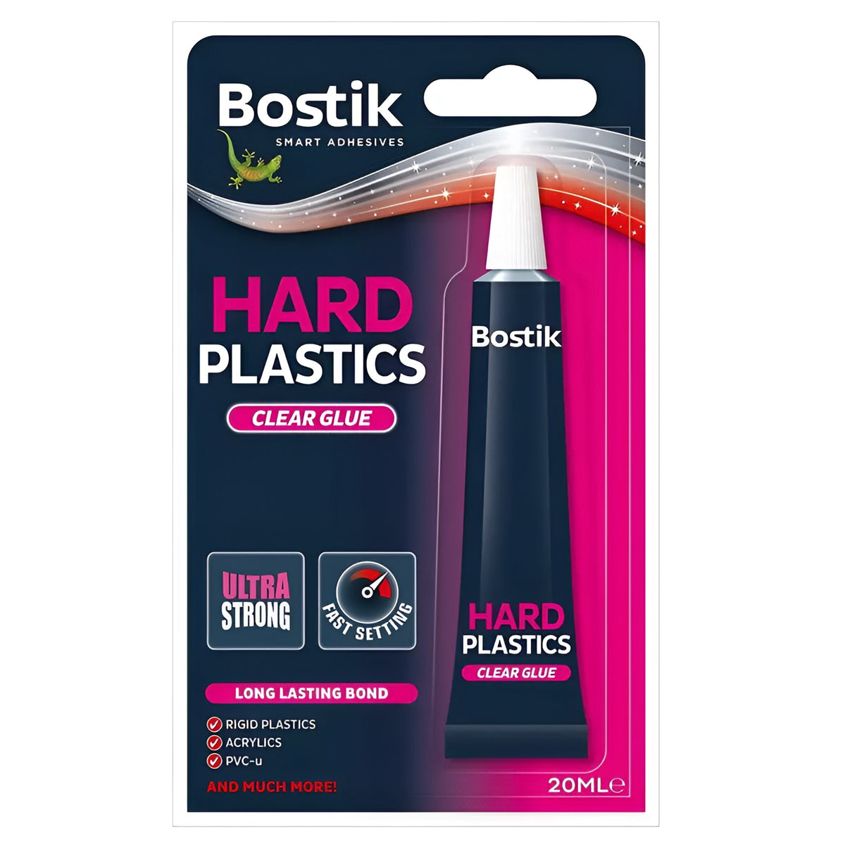 Bostik Hard Plastics Glue Clear 20ml 80214 | Ultra Strong | Fast Setting | Long Lasting Bond | Rigid Plastics-Acrylics-PVC-u and Much More
