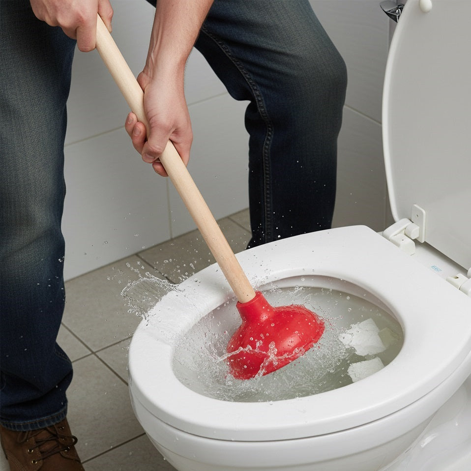 Best House Wooden Plunger Red 14.5cm x 50cm BB7011 | TPR Rubber | Heavy Duty