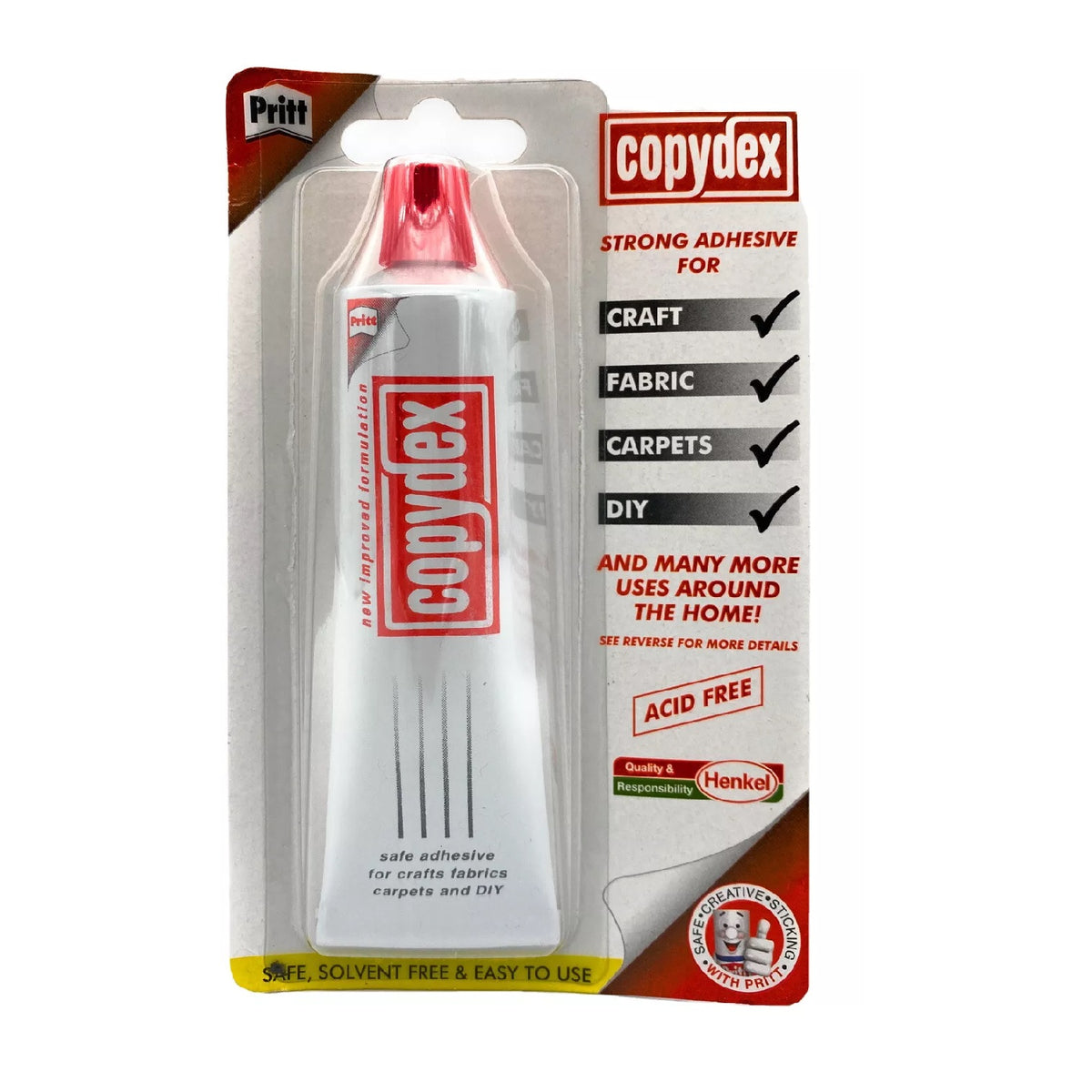 Copydex Adhesive Tube 50ml 260918 | Acid Free | Safe-Solvent Free and Easy to Use | Safe and Strong Adhesive for Craft-Fabric-Carpets-DIY and Many More Use Around the Home