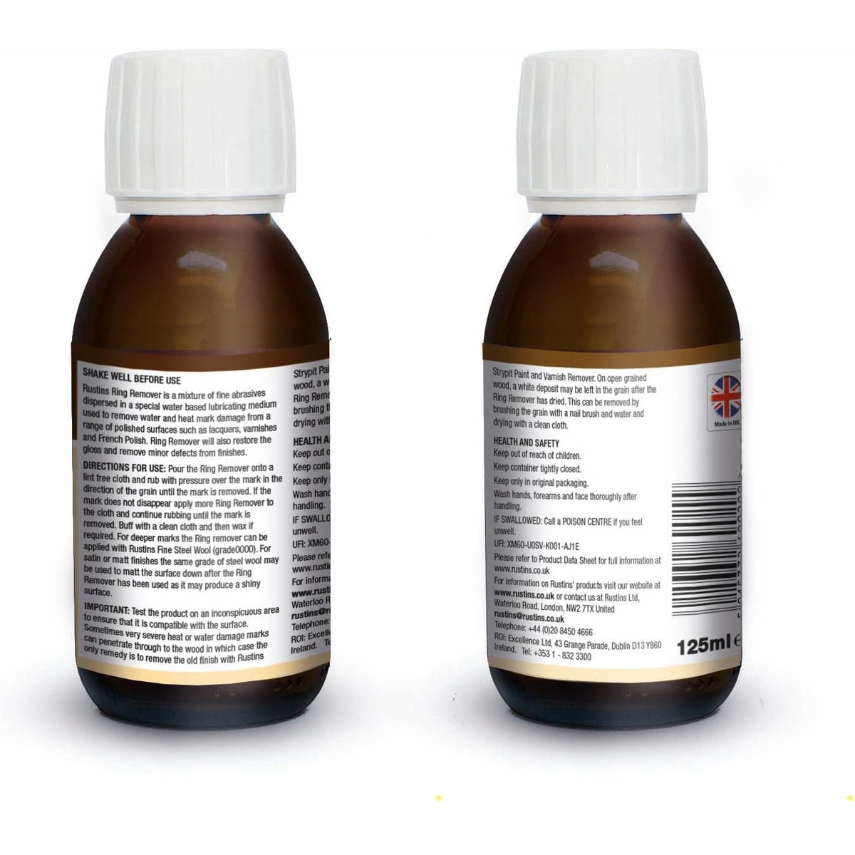 Rustins Ring Remover Brown 125ml RINGR125 | Removes Water and Heat Marks | Wood Surface Restoration Solution