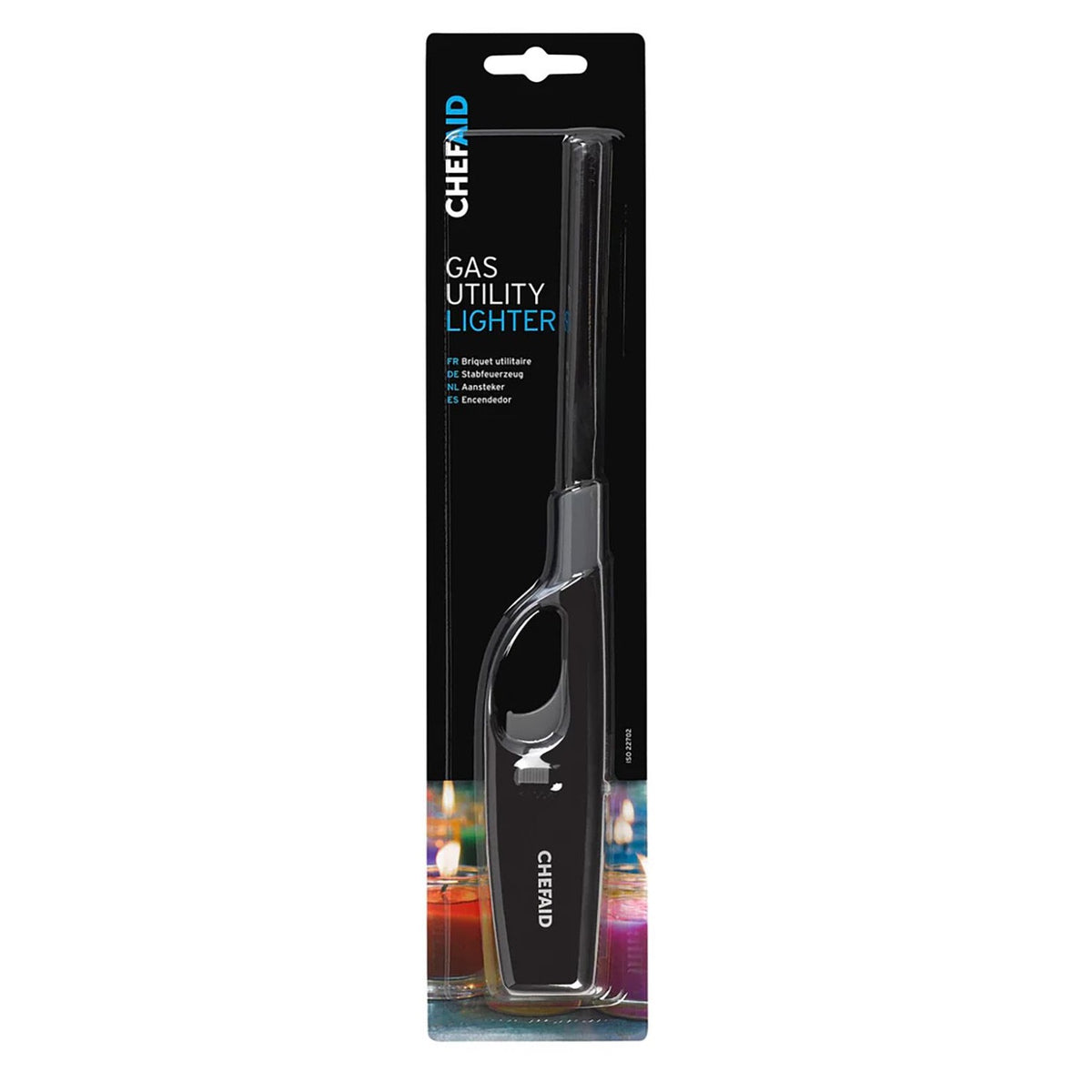 Chef Aid Long Reach Refillable Gas Lighter Black and Silver B206