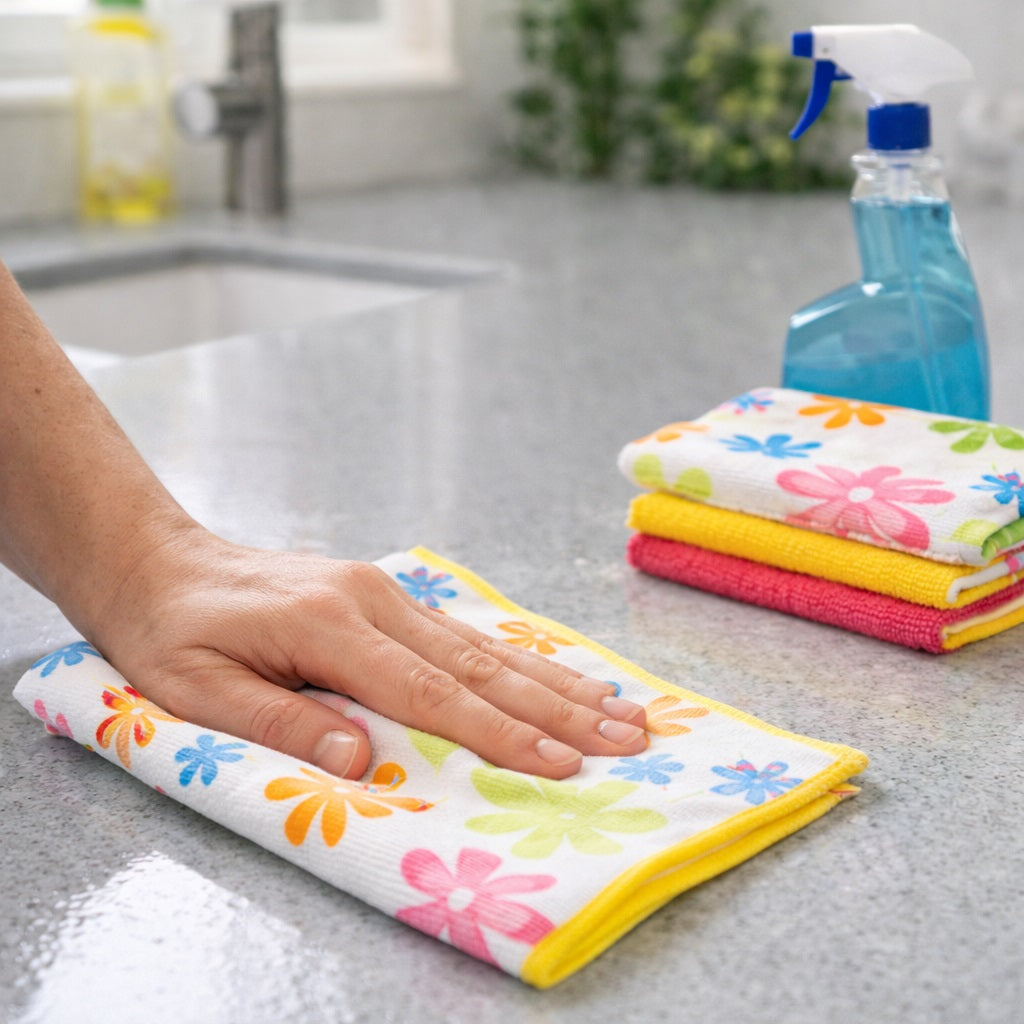 Bettina Microfibre Cloths Assorted Colours Pack of 4 B2034 | Highly Effective Dry or Wet