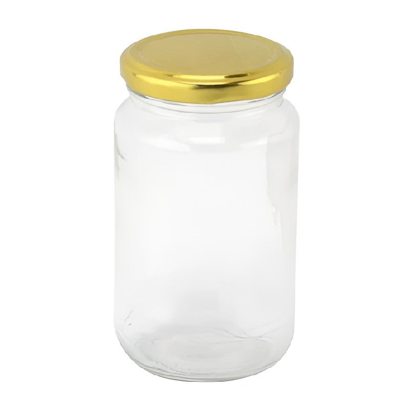 Apollo Glass Jam Jar With Brass Lid Clear 350ml 8403