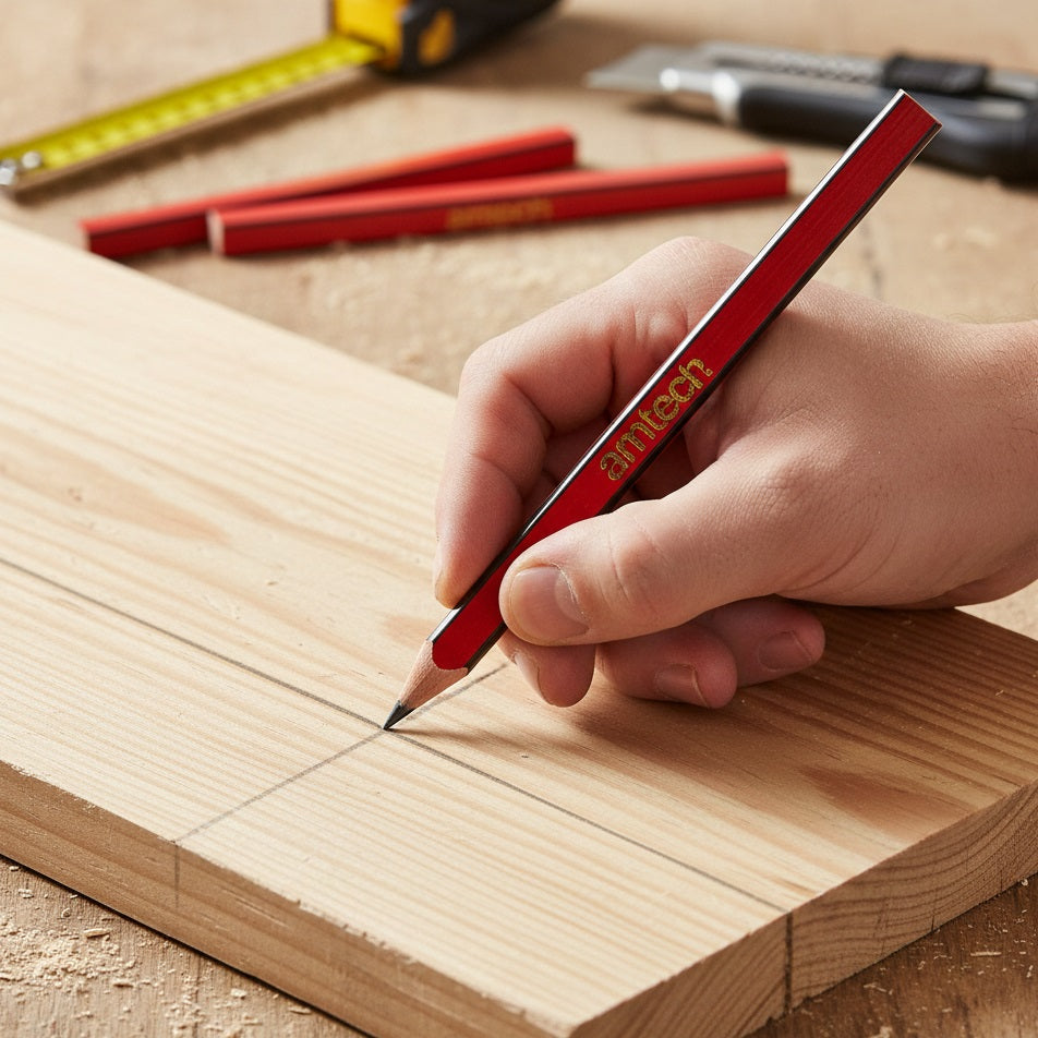 Amtech Hardwood Carpenters Pencils Red L230mm Pack of 6 H2105