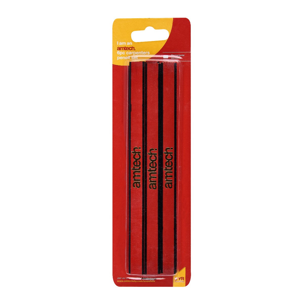 Amtech Hardwood Carpenters Pencils Red L230mm Pack of 6 H2105