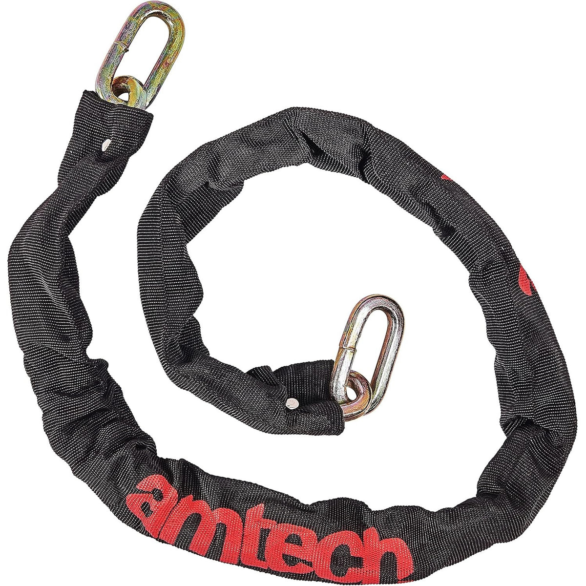 Amtech Heavy Duty Sleeved Chain Lock With Square Links Black 10mm x 120cm S3275 | zinc Passivated Finish | Steel Security Chain | Weather-Resistant Nylon Sleeve | For Securing Motorbikes-Bicycles and Other Security Applications
