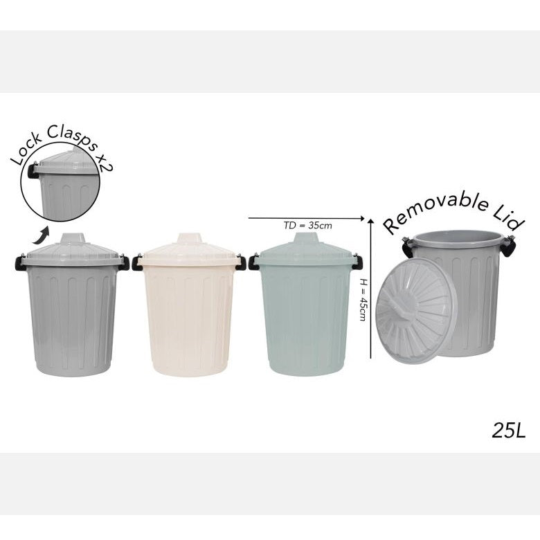 RSW Plastic Storage Bin With Locking Lid Assorted Colours 25Ltr Pack of 1 AM4773 | With Secure Clasps-Removable Lid | For Indoor and Outdoor Use