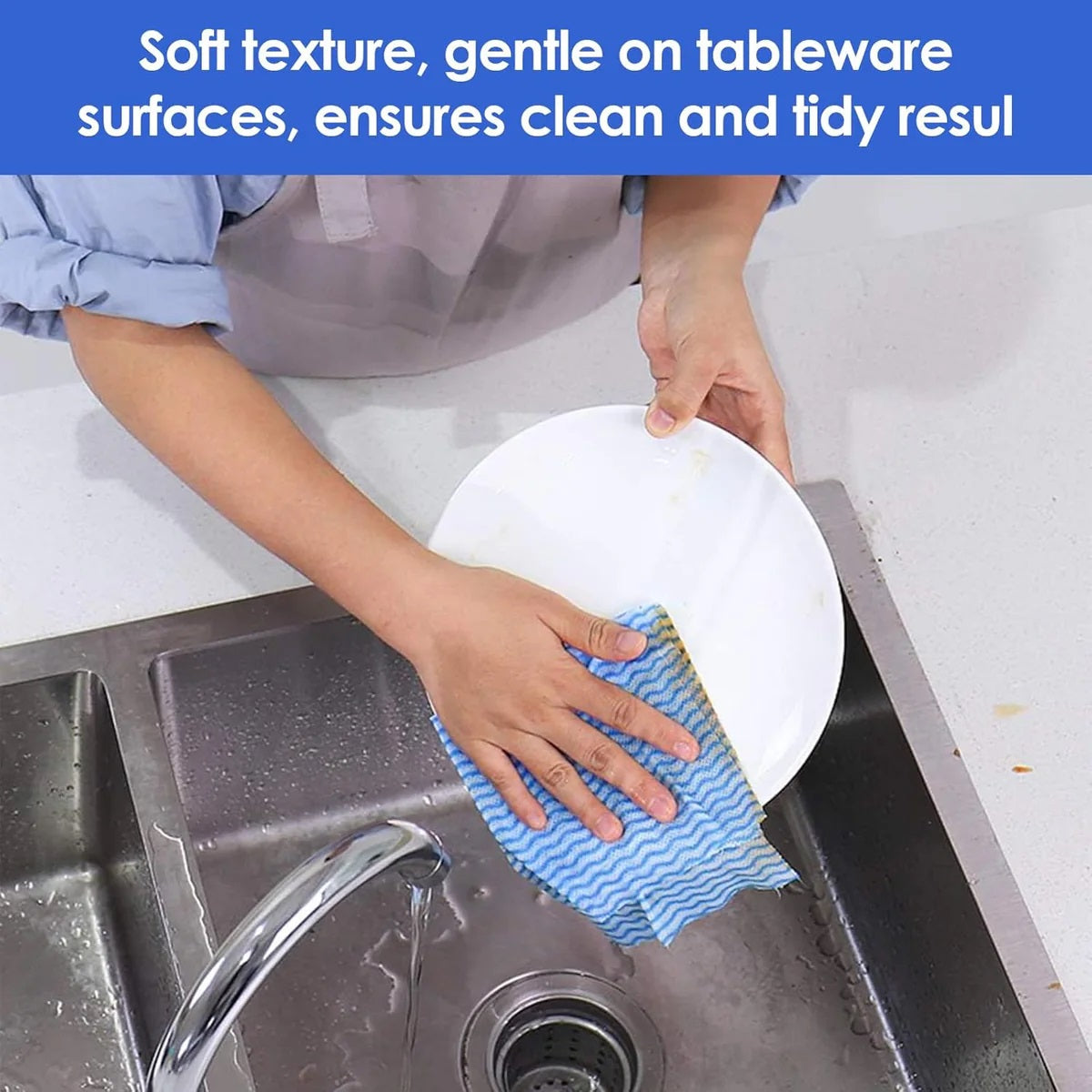 151 Duzzit Multipurpose Cleaning Cloths On A Roll White and Blue 23cm x 38cm Pack of 25 | Strong and Absorbent Fibres | Soft Non-Scratch Household Cleaning Wipes