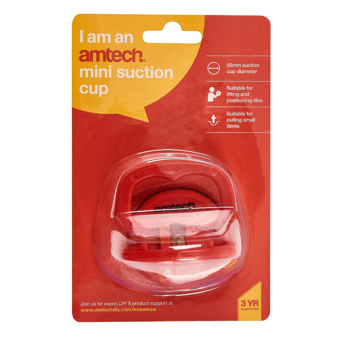 Amtech Mini Suction Cup Red 55mm J1830 | Suitable for Lifting and Positioning Tiles | Suitable for Pulling Small Dents