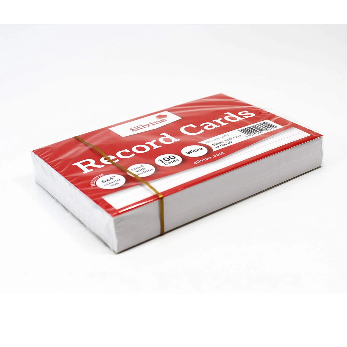 Silvine Record Cards White 6-Inch x 4-Inch Pack of 100 564W | Lined With Headline | White Index Cards | Ideal for Notes-Revision and Filing