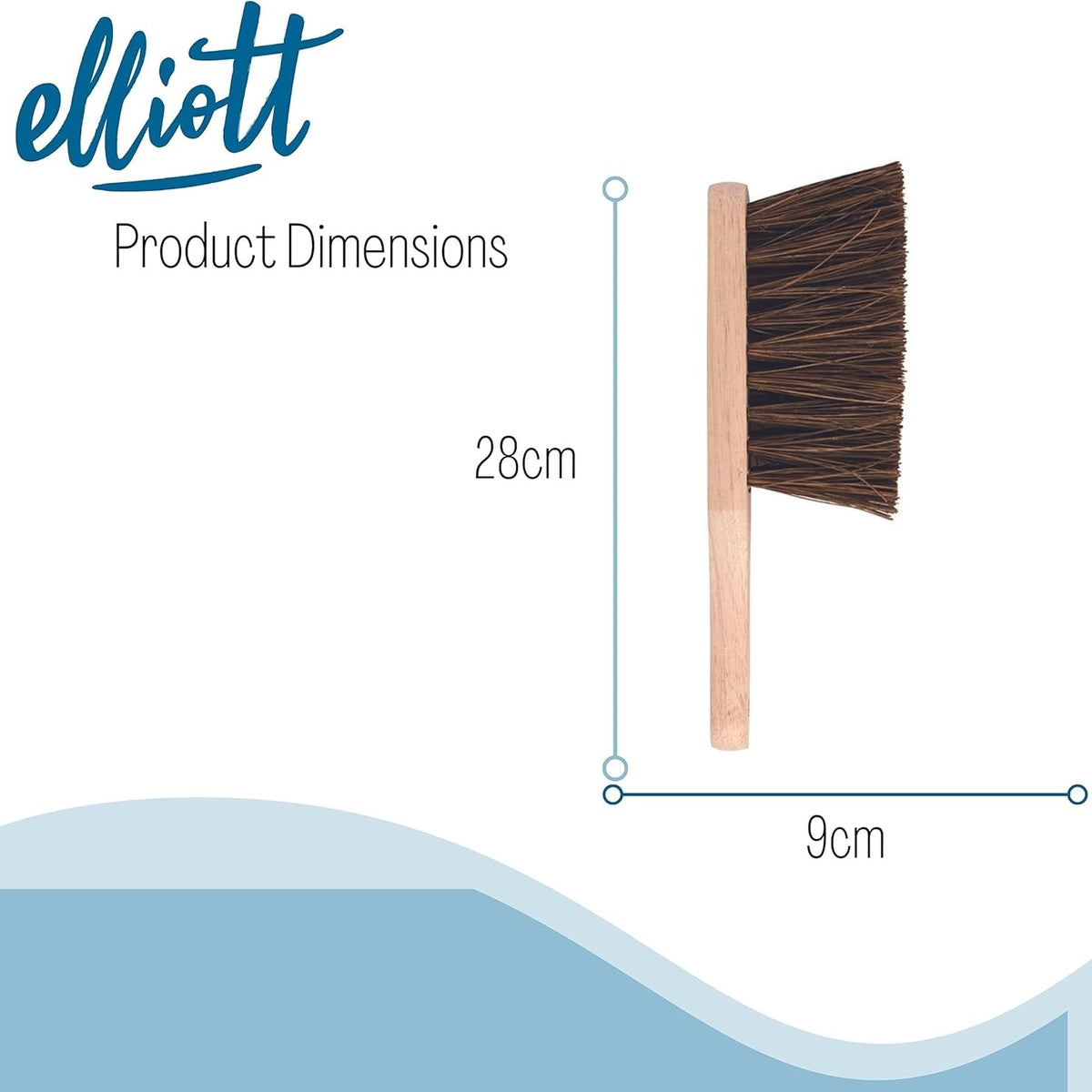 Elliott Wooden Hand Brush with Natural Bassine Fibres Brown 10F30754 | Lightweight and Durable | Household Cleaning Brush
