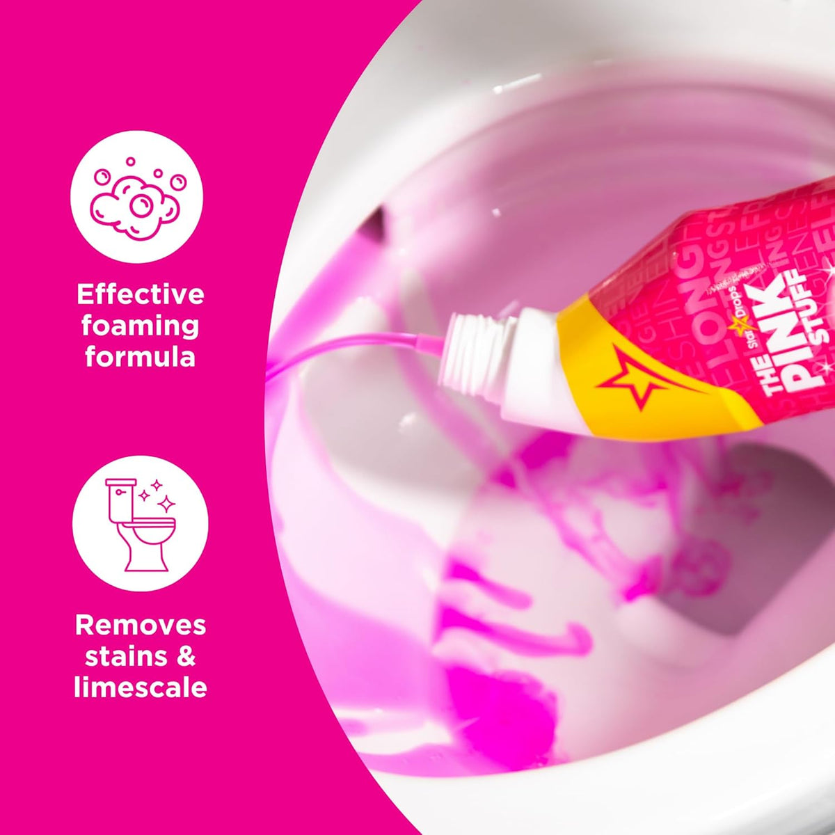 Star Drops The Pink Stuff Miracle Toilet Cleaner Multicoloured 750ml HOSTA012A | Removes Stains and Limescale | Thick Cleaning Gel | Sparkling Clean | Efective Foaming Formula