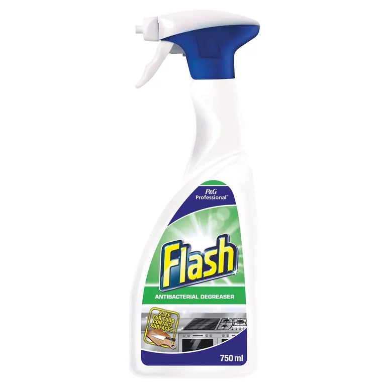 Flash Antibacterial Degreaser Spray Multicoloured 750ml C001849 | Powerful Grease Removal | Kills Bacteria | Safe for Food Contact Surfaces | Professional Cleaning Spray