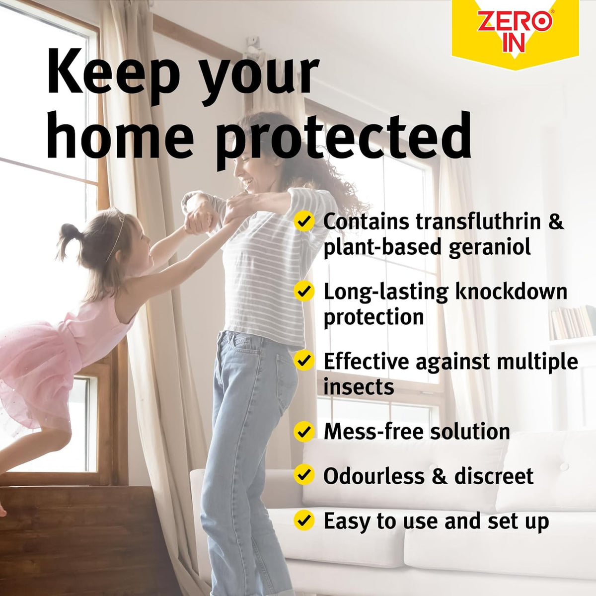 Zero In 90-Day Knockdown Flying Insect Killer White ZER883 | Fragrance Free | Portable Unit with Time Indicator | For Whole Room Protection | Kills Flies and Insects