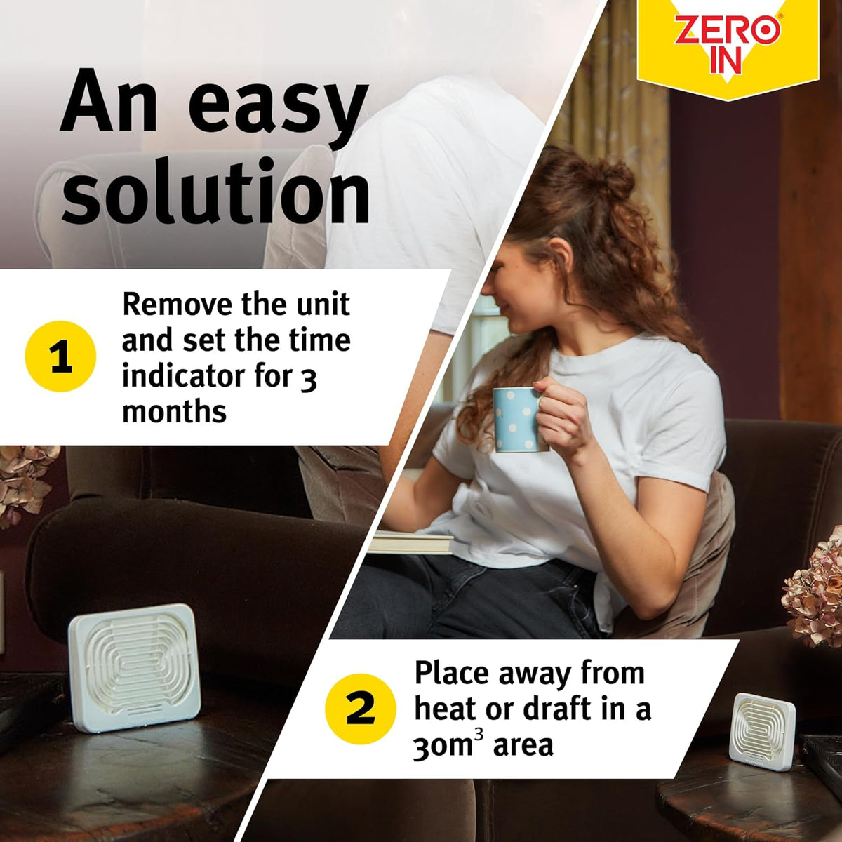 Zero In 90-Day Knockdown Flying Insect Killer White ZER883 | Fragrance Free | Portable Unit with Time Indicator | For Whole Room Protection | Kills Flies and Insects
