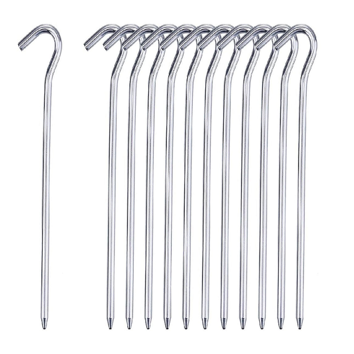 Blackspur Galvanised Metal Steel Tent Peg Silver 9-Inch Pack of 10 GP100