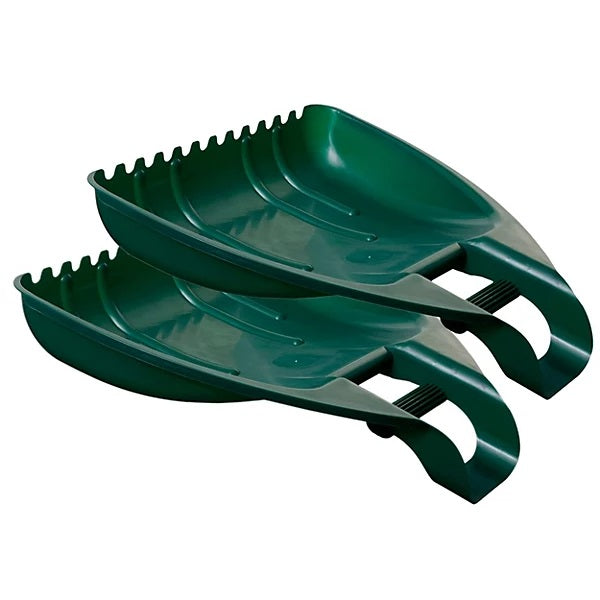 Whitefurze Leaf Grabber Green Pack of 2 G25LG1 | Lightweight Garden Leaf Scoops | Easy Lawn and Yard Debris Collection | With Non-Slip Handles