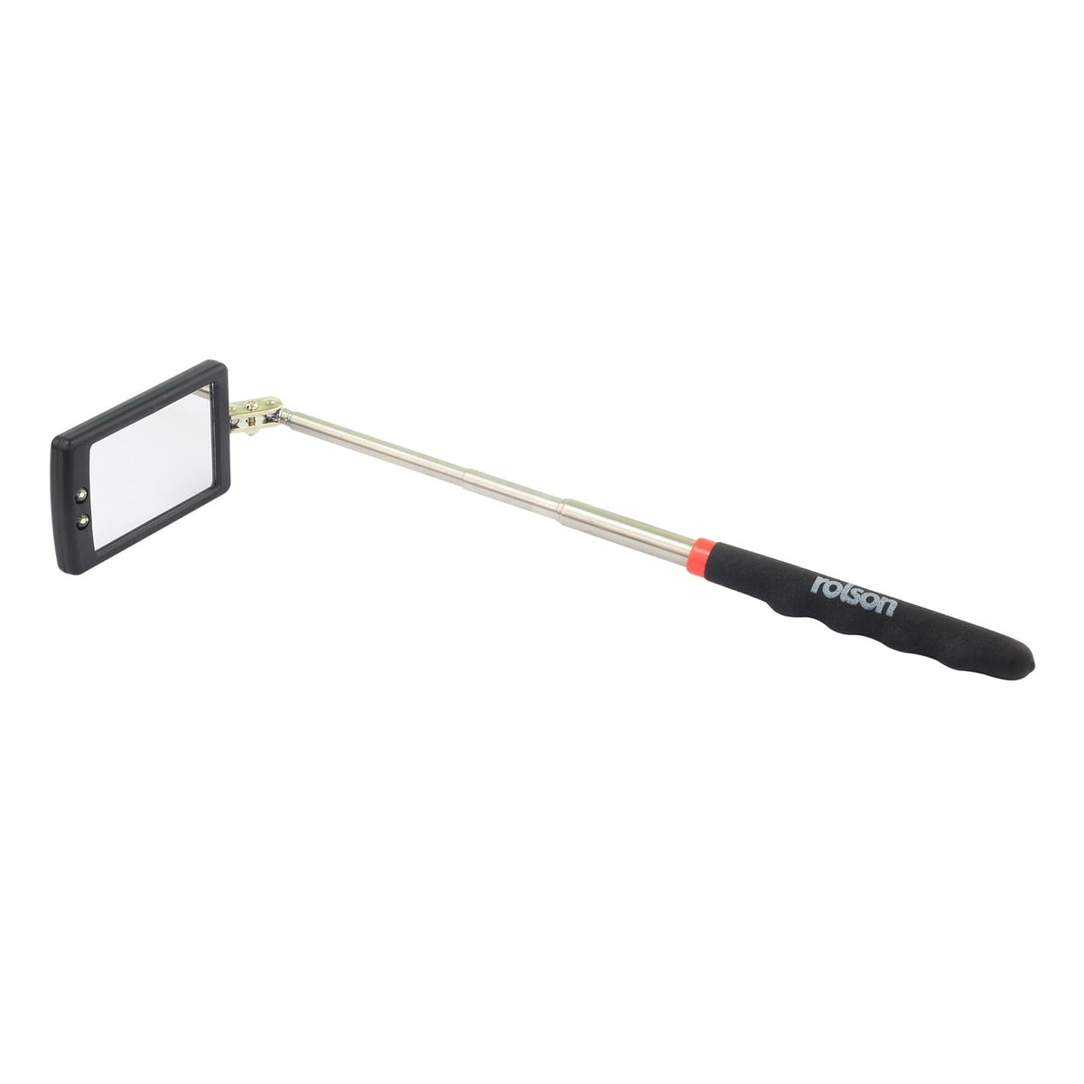 Rolson 2-LED Telescopic Inspection Mirror Black and Red 60515 | Positioned to Any Angle | Extends from 290mm to 870mm