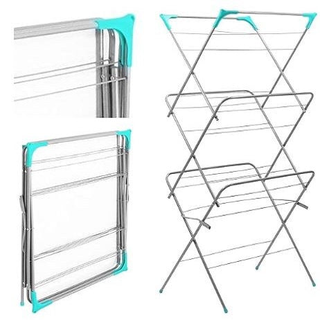 Adorn Deluxe 3 Tier Indoor Cloth Airer Grey H139cm X W61cm X D44cm AF016